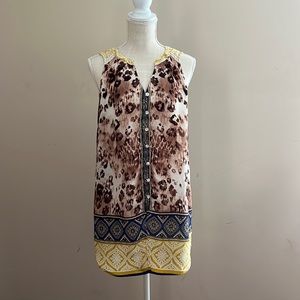 Fig & Flower 🌸 Women Multi color Sleeveless Button Front Tunic Blouse Size: M